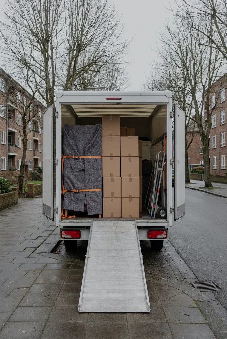 Umzüge und Transport: Möbel und Kartons werden mit eigenem Fahrzeug verladen und gefahren